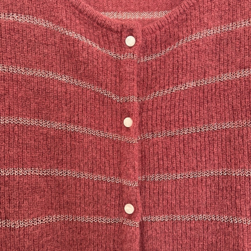 Sezane Gaspard Cardigan Sweater Dark Rosewood Gold - Picture 6 of 9